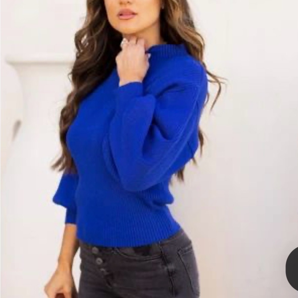 Women's Blue Turtleneck Sweater